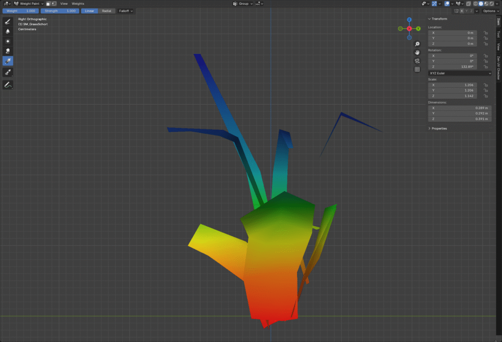 Gras Weight Paint in Blender